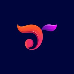 Fototapeta premium awesome letter t leaf logo design gradient
