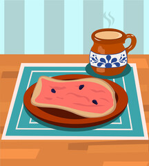 Ilustración vectorial de tamal y atole para la celebración del día de la candelaria.