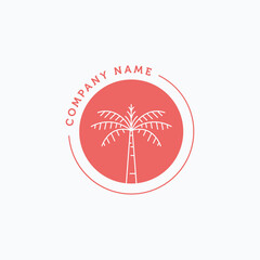 Minimalist line art palm tree vector illustration logo design