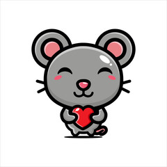 cute mouse character vector design hugging love