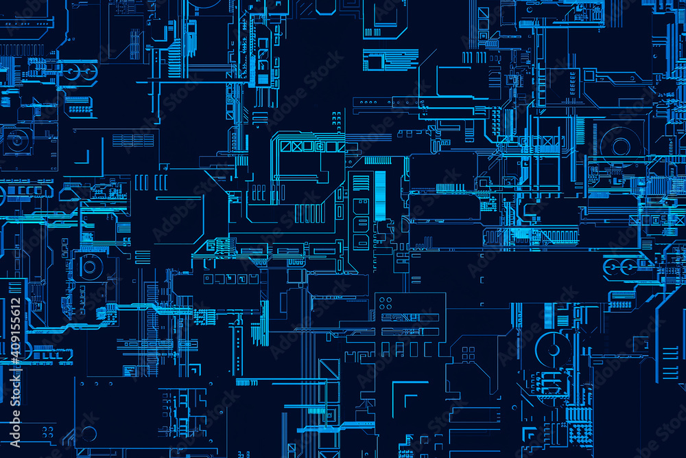 Fototapete 3d illustration of a pattern in the form of a metal, technological plating of a spaceship or a robot