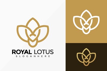 Gold Royal Lotus Flower Logo Design, Brand Identity Logos Designs Vector Illustration Template