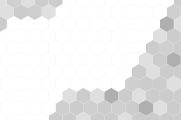 Honeycomb Grid tile random background or Hexagonal cell texture. in color white or gray or grey with empty or copy space in the middle center.