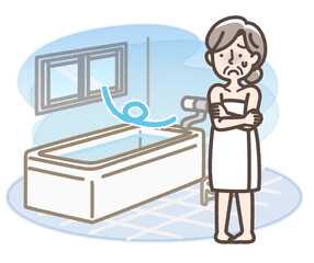 おばあさん　寒い浴室