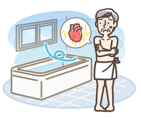 寒い浴室　男性