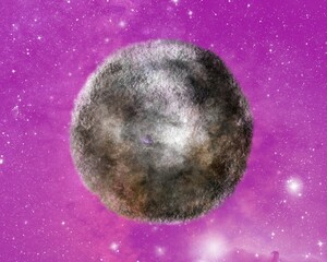 Fluffy Pompom Moon in a Pink Galaxy