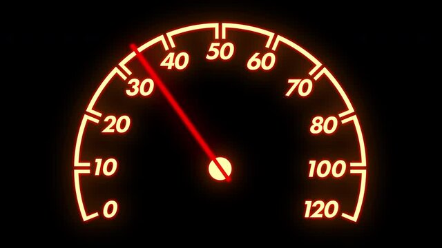 Glowing Speedometer Accelerates from 0 to 120 Miles per Hour