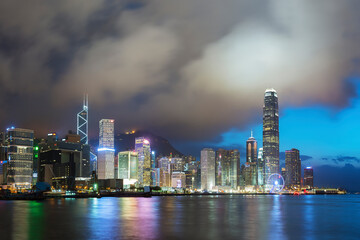 Fototapeta na wymiar Victoria Harbor in Hong Kong at dusk