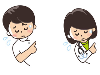 Obraz premium 紹介 顔出し 困り顔の女医と看護師