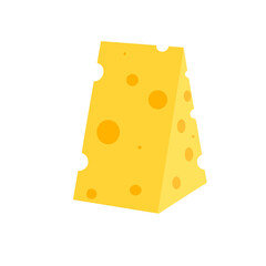 A piece of cheese on a white background. Dairy products. Flat vector illustration