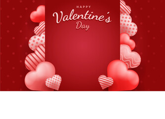 Valentines day sale background with 3d heart pattern. Vector illustration. Wallpaper, flyers, invitation, posters, brochure, banners