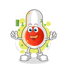 thermometer full battery character. cartoon mascot vector