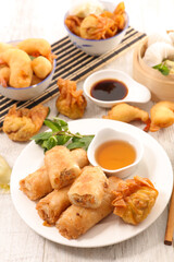 assorted of asian food- top view