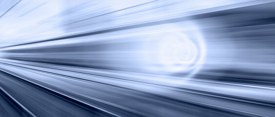 High speed train runs on rail tracks - Train in motion