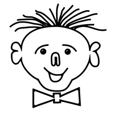 Hand drawn funny face. Smile icon. Doodle sketch vector illustration.