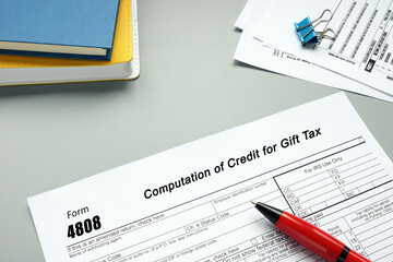  Financial concept about Form 4808 Computation of Credit for Gift Tax with sign on the page.