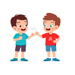 cute little kid boy do bro fist with his friend © Colorfuel Studio