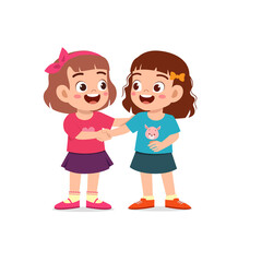 Fototapeta premium cute little kid girl do hand shake with her friend