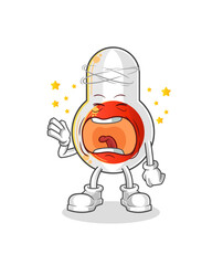 thermometer yawn character. cartoon mascot vector