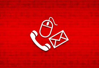 Contact icon abstract digital screen red background illustration