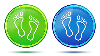 Human two footprints icon creative natural round button set illustration