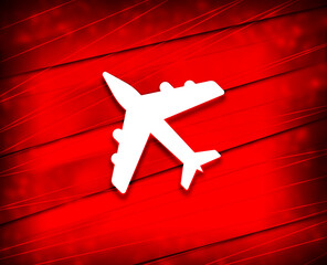Plane icon shiny line red background illustration