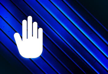 Stop hand icon artistic line abstract blue background illustration