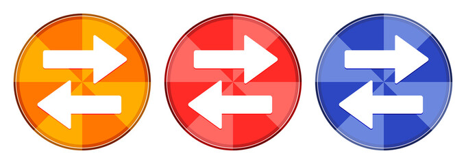 Transfer arrow icon burst light round button set illustration