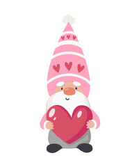 Valentine gnome with a red heart.