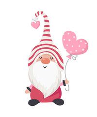 Valentine gnome with a balloon.