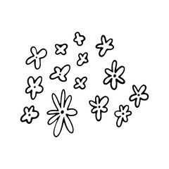 Tropical flower outline. Exotic line art vector illustration isolated on white background. Tropical flower silhouette icon, blossom doodle element.