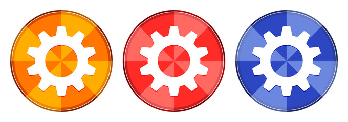 Settings icon burst light round button set illustration