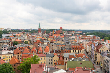 Naklejka na ściany i meble Aerial view on city from the top of Town Hall tower, Torun, Poland