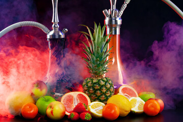 Fruit flavor hookah isolated on black background