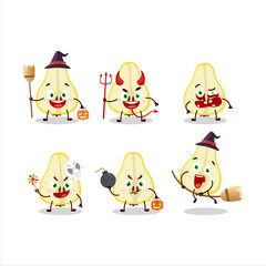 Halloween expression emoticons with cartoon character of slash of yellow pear