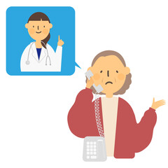 A woman talks to a female doctor over the phone