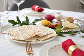 Table served for Passover Seder (Pesach)