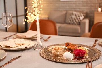 Table served for Passover Seder (Pesach)