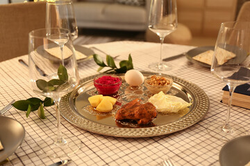 Table served for Passover Seder (Pesach)