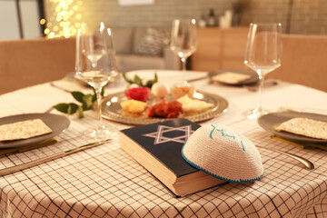Table served for Passover Seder (Pesach)