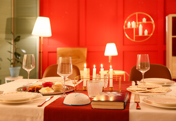 Table served for Passover Seder (Pesach)