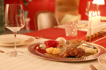 Table served for Passover Seder (Pesach)