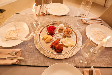 Table served for Passover Seder (Pesach)