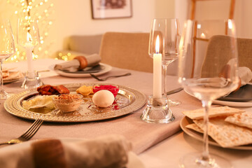 Table served for Passover Seder (Pesach)