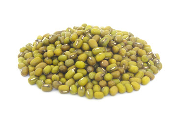 Heap of mung beans isolated on white background	
