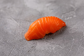 Appetizing fresh sushi with salmon. Sushi menu. Japanese food. Close-up.