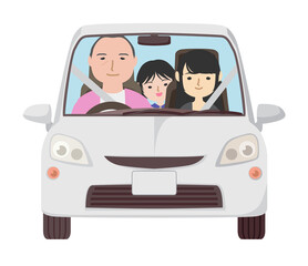 車で出かけるお父さんと娘たち