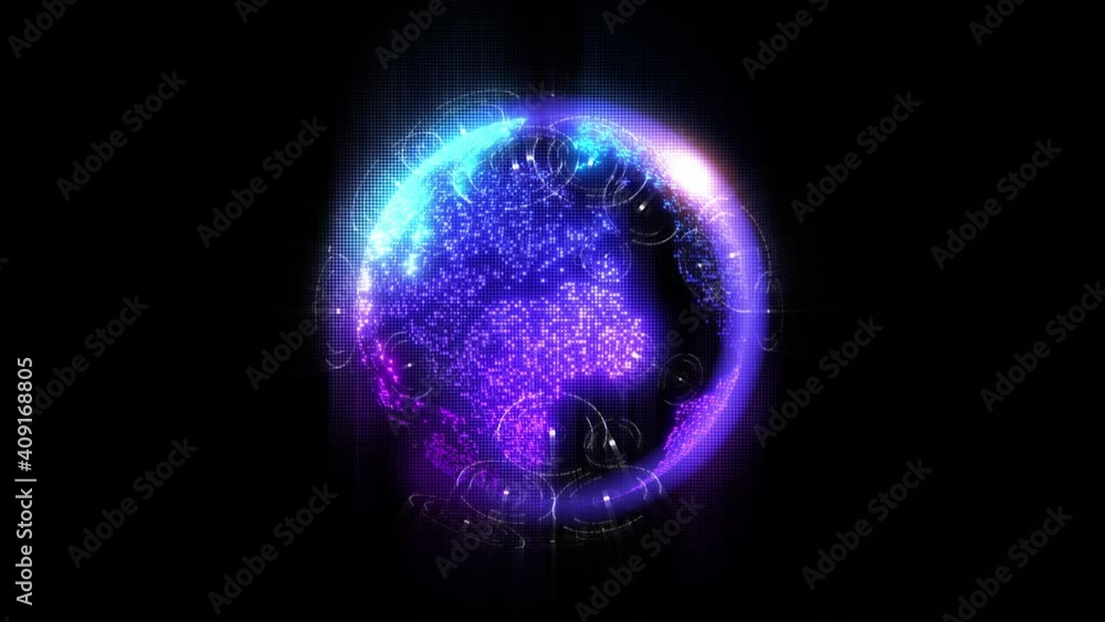 Aufkleber Futuristic motion graphic user interface head up display screen with Holographic Earth and digital data telemetry information display for digital background computer desktop display screen
