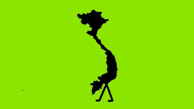 Vietnam map silhouette animation video running