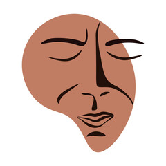 Abstract person face, minimal drawing, contemporary art style, vector poster.